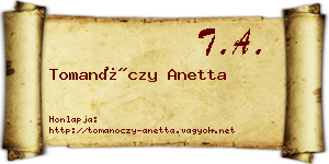 Tomanóczy Anetta névjegykártya